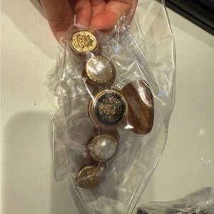 Gold and Black Button hair clip